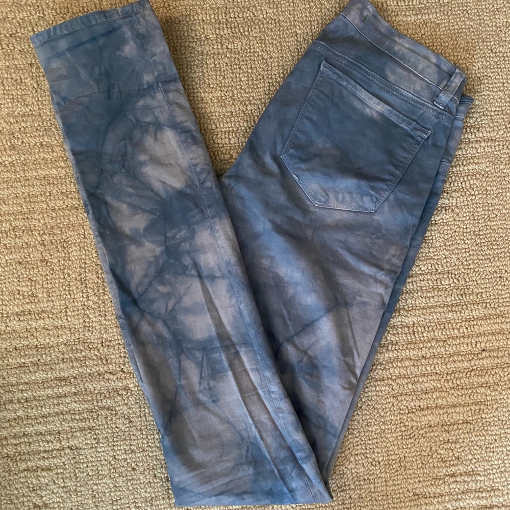 J Brand Low-Rise Pencil-Leg Blue Tie-Dye Jeans